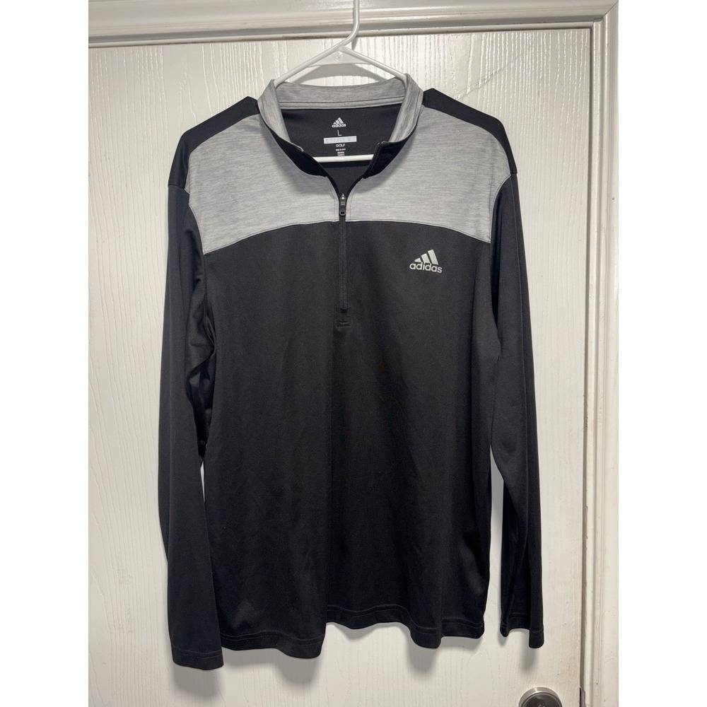 Adidas Golf Jacket 1/4 Zip Long Sleeve Men's Large Black/Grey